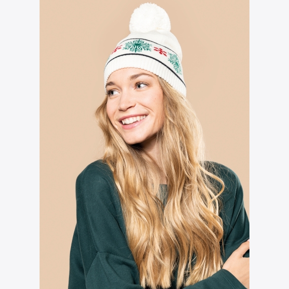 KP558 Beanie with Christmas pattern