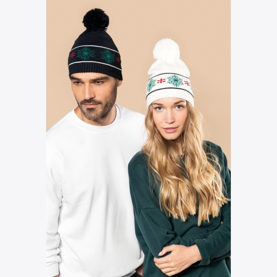 KP558 Beanie with Christmas pattern