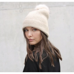 KP555 Knitted bobble beanie in recycled yarn