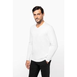 Men's V-neck long-sleeved Supima® t-särk