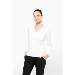 PK307 Ladies' V-neck long-sleeved Supima® t-särk