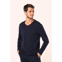 Meeste V-kaelusega Supima® t-särk pikakde varrukatega 190 g