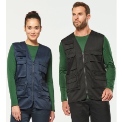 WK609 Unisex lined multi-pocket polycotton vest