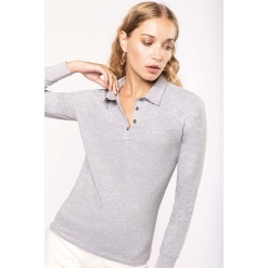 K265 Kariban pikkade varrukatega jersey-polo naistele