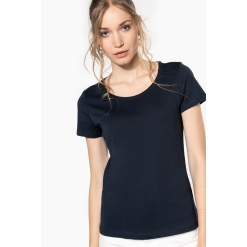 K399 Ladies' short-sleeved organic t-shirt with raw edge neckline