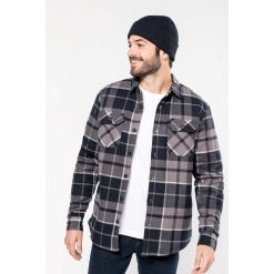 K579 Sherpa-lined checked shirt jacket
