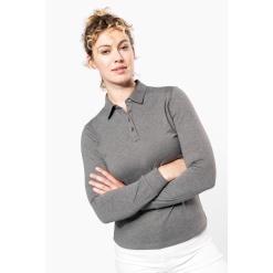 Pikkade varrukatega jersey-polo naistele