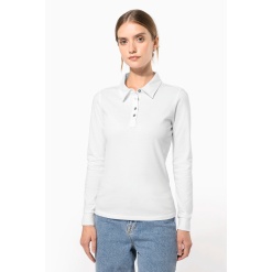 Pikkade varrukatega jersey-polo naistele
