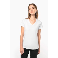 Naiste V-kaelusega stretch T-särk