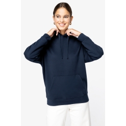 Unisex eco-friendly brushed fleece drop-shoulder hooded sweatshirt