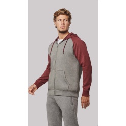 PA380 Unisex two-tone zipped hooded fleece jacket